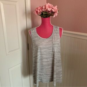 2-Piece Heathered Oatmeal Tank and Hooded Cardigan, very soft size Large
